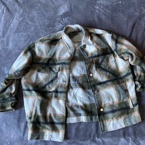 Green and khaki lumberjack jacket